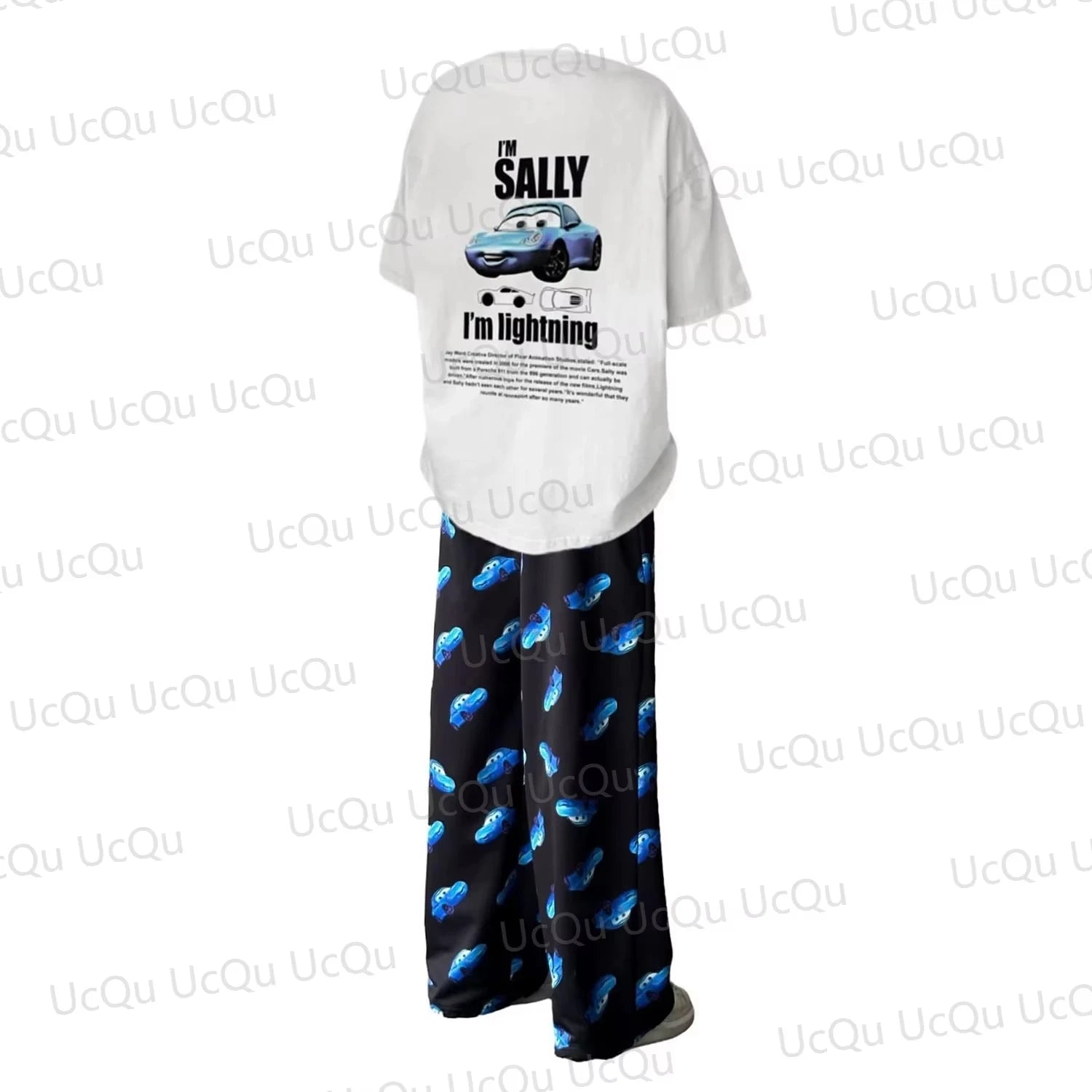 2025 McQueen & Sally Oversized Summer Pajama Set Cotton T-Shirt + Pants for Couples/Family Adults & Kids Outfit
