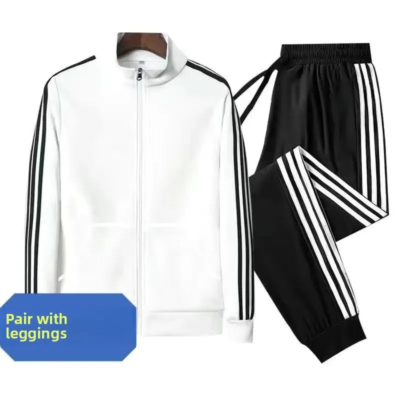 Couple's Sportswear Set Long Sleeve Stand Collar Running Outfit Spring Autumn Slim Fit Versatile Popular Morning Run Two Piece