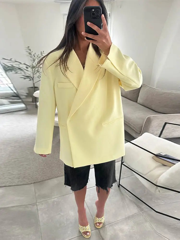 Chic Short Sleeves Suit Female Lapel Single Button Loose Blazer Coats Casual Versatile Women's Coat Spring Summer New Jackets